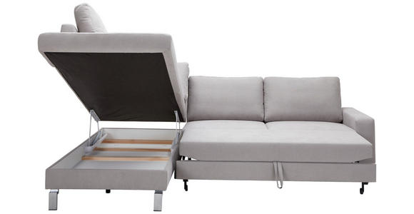 ECKSOFA Hellgrau Flachgewebe  - Chromfarben/Hellgrau, Design, Textil/Metall (200/276cm) - Hom`in