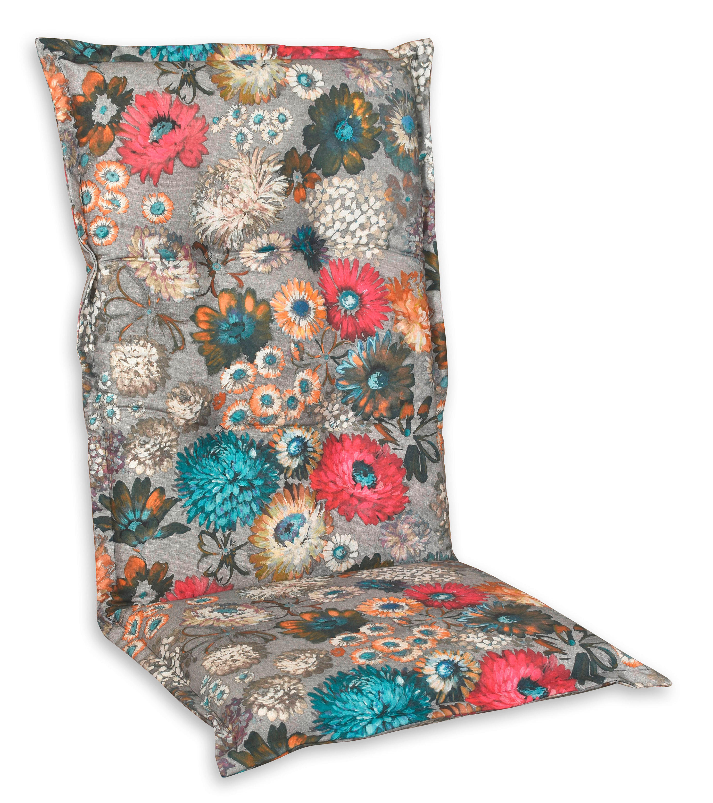 SESSELAUFLAGE Blume  - Türkis/Dunkelgrün, Design, Textil (50/9/120cm)