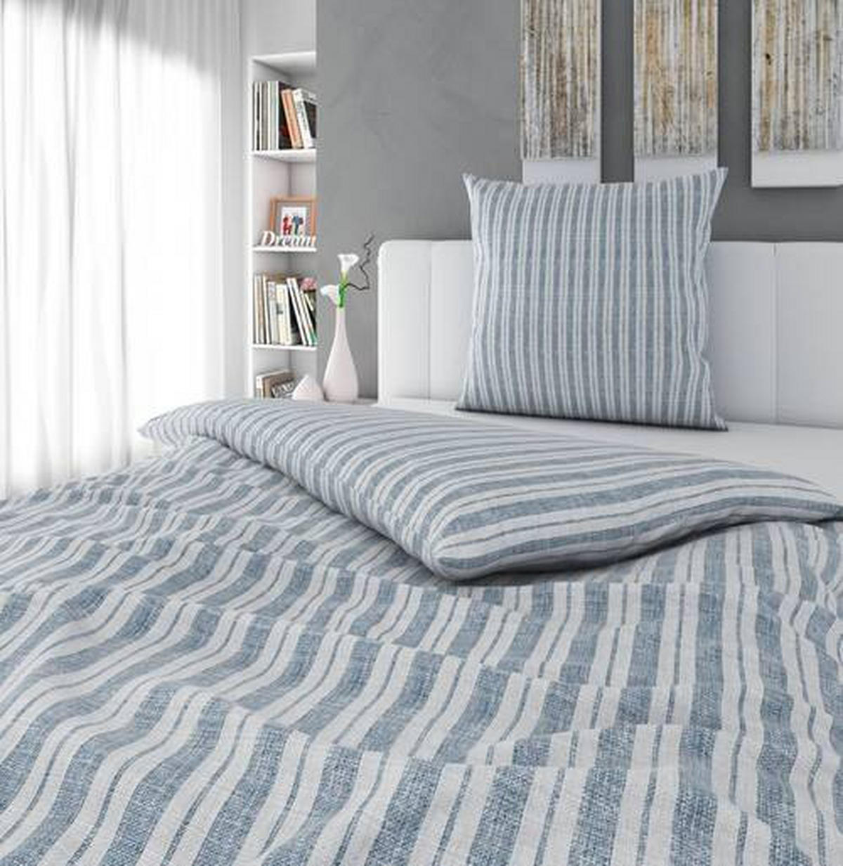 BETTWÄSCHE Indigo Satin 135/200 cm  - Grau, KONVENTIONELL, Textil (135/200cm) - Novel