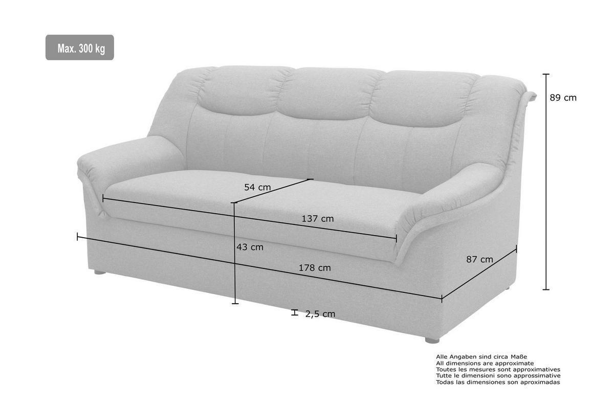 3-SITZER-SOFA BERLIN FK Lederlook Beige  - Beige/Schwarz, KONVENTIONELL, Kunststoff/Textil (178/89/87cm) - MID.YOU