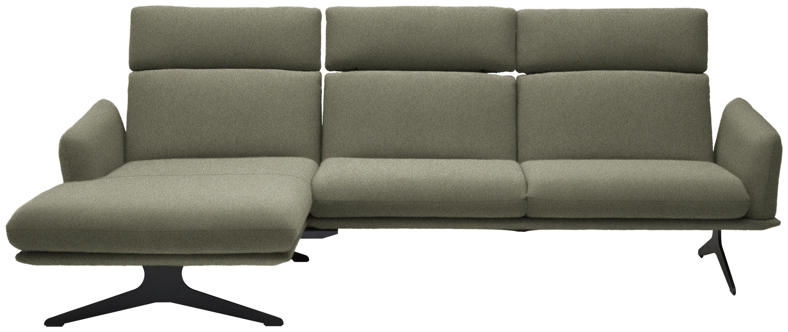 ECKSOFA in Flachgewebe Greige  - Greige/Schwarz, Design, Textil/Metall (152/259cm) - Dieter Knoll