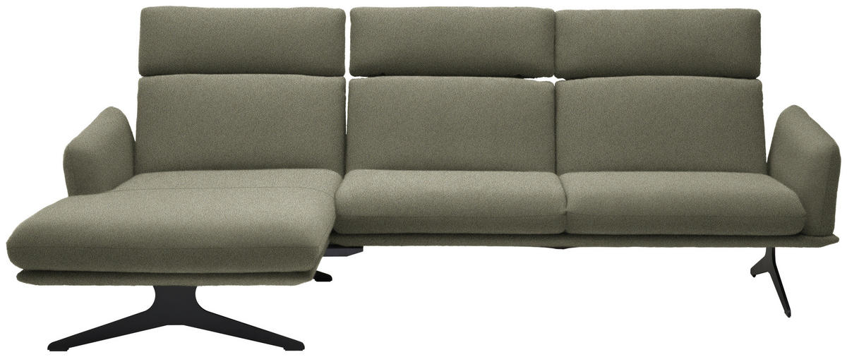 ECKSOFA in Flachgewebe Greige  - Greige/Schwarz, Design, Textil/Metall (152/259cm) - Dieter Knoll