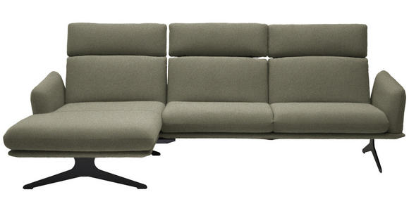 ECKSOFA in Flachgewebe Greige  152/259 cm  - Greige/Schwarz, Design, Textil/Metall (152/259cm) - Dieter Knoll