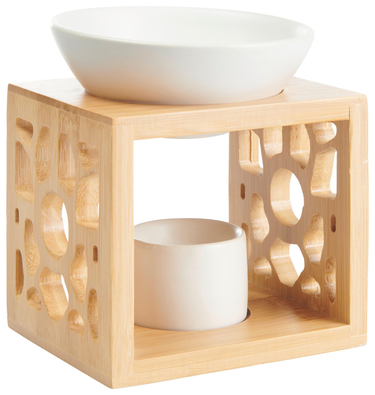 DUFTLAMPE  - Naturfarben/Weiß, Basics, Holz (11,80/9,90/14,20cm)