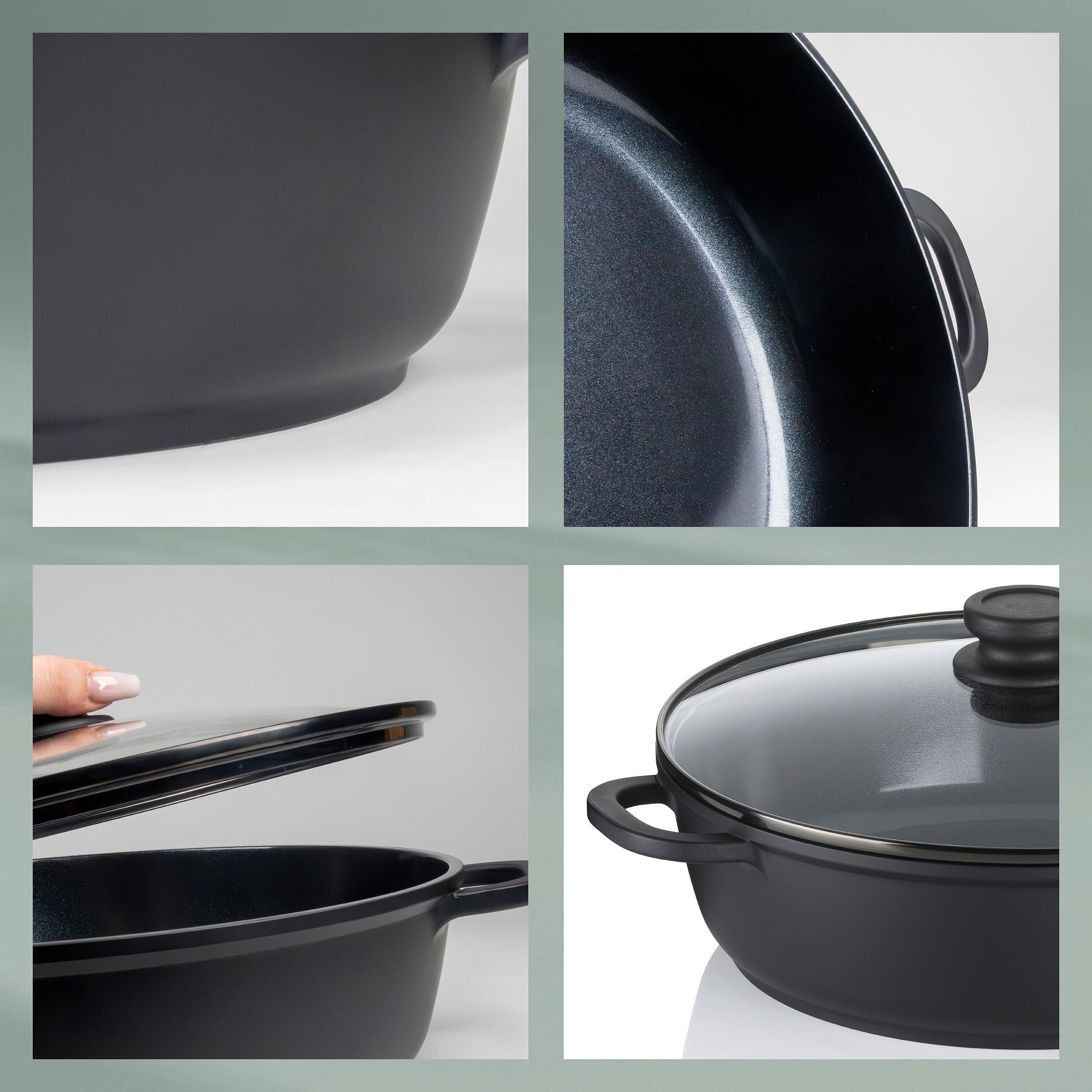 SERVIERPFANNE  - Schwarz, KONVENTIONELL, Glas/Metall (32/9cm) - Kela