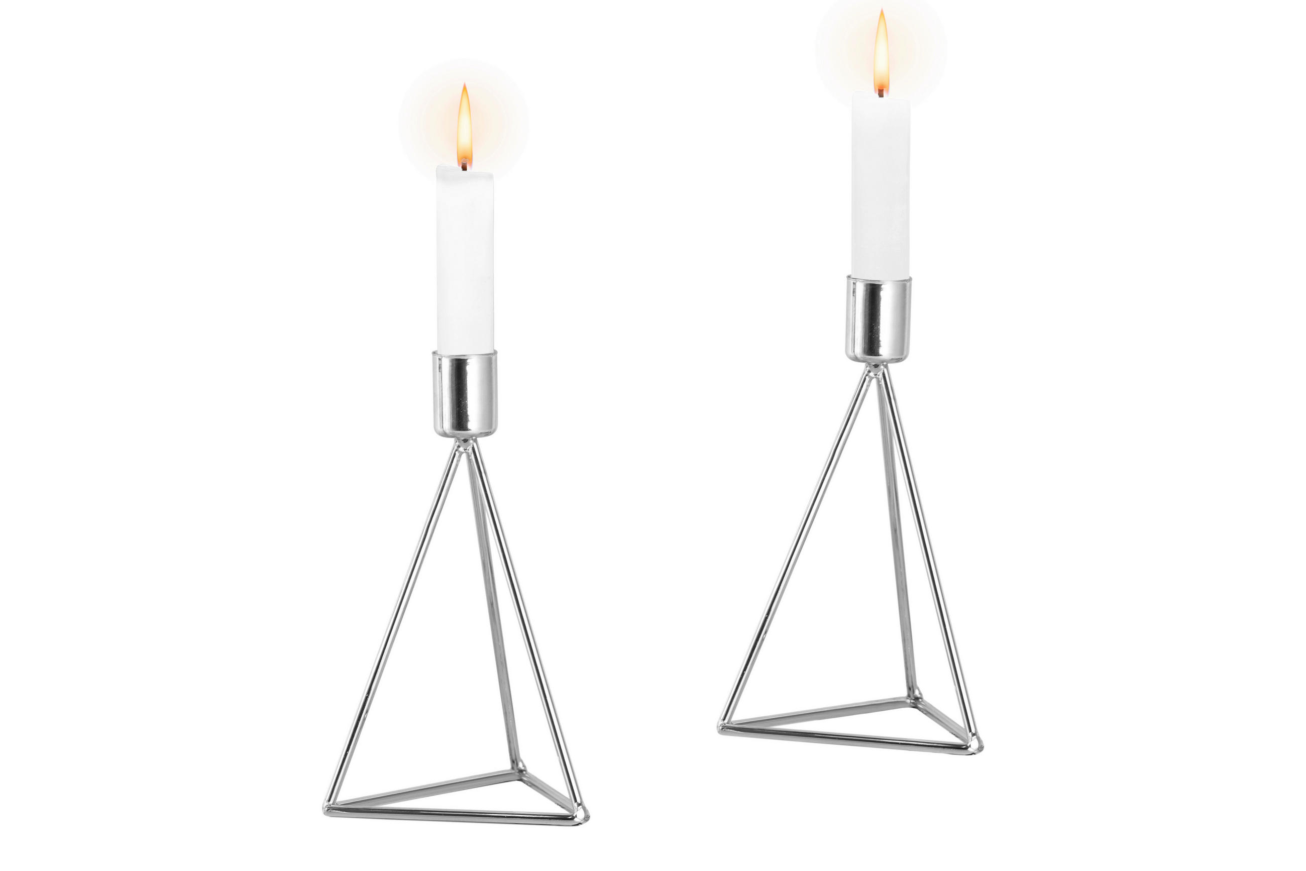 KERZENHALTER-SET - Silberfarben, Basics, Metall (9,5/16,5cm) - Echtwerk