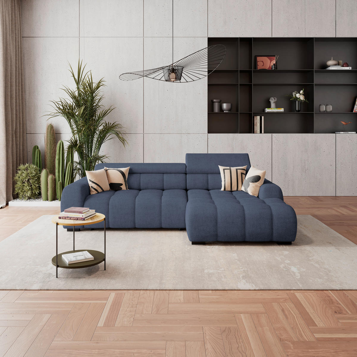 HÖRNSOFFA i vävt tyg blå  - blå/svart, Trend, textil/plast (285/168cm) - Livetastic