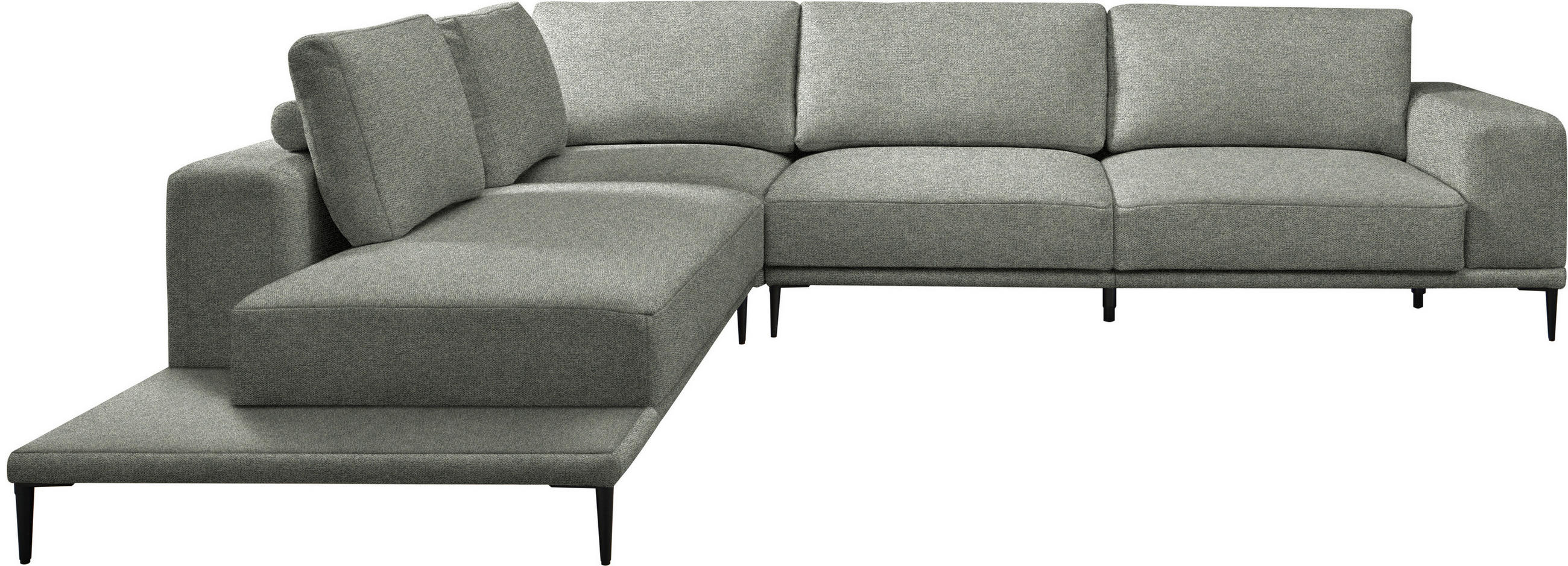 ECKSOFA Leinwand Graugrün  - Schwarz/Graugrün, Design, Textil/Metall (271/318cm) - Belluti