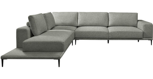 ECKSOFA  in Leinwand Graugrün  271/318 cm  - Schwarz/Graugrün, Design, Textil/Metall (271/318cm) - Belluti