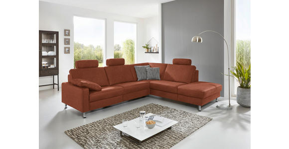 ECKSOFA in Mikrofaser Rotbraun  - Rotbraun/Alufarben, Design, Textil/Metall (275/242cm) - Dieter Knoll