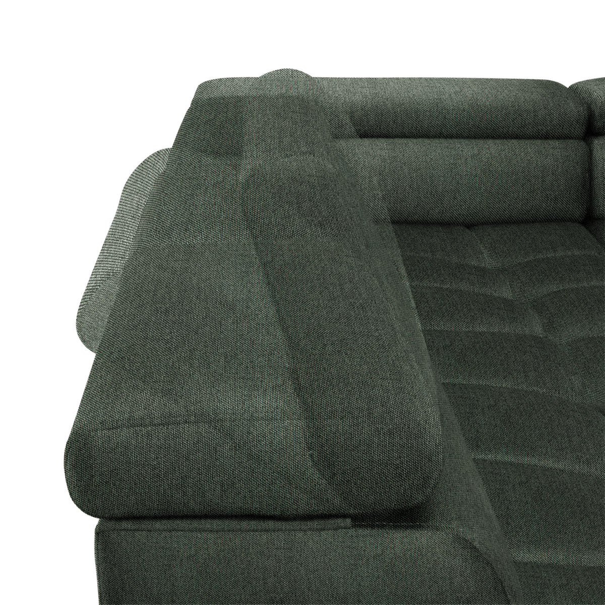 WOHNLANDSCHAFT in Webstoff Dunkelgrün  - Dunkelgrün/Schwarz, Design, Textil/Metall (216/385/177cm) - Welnova