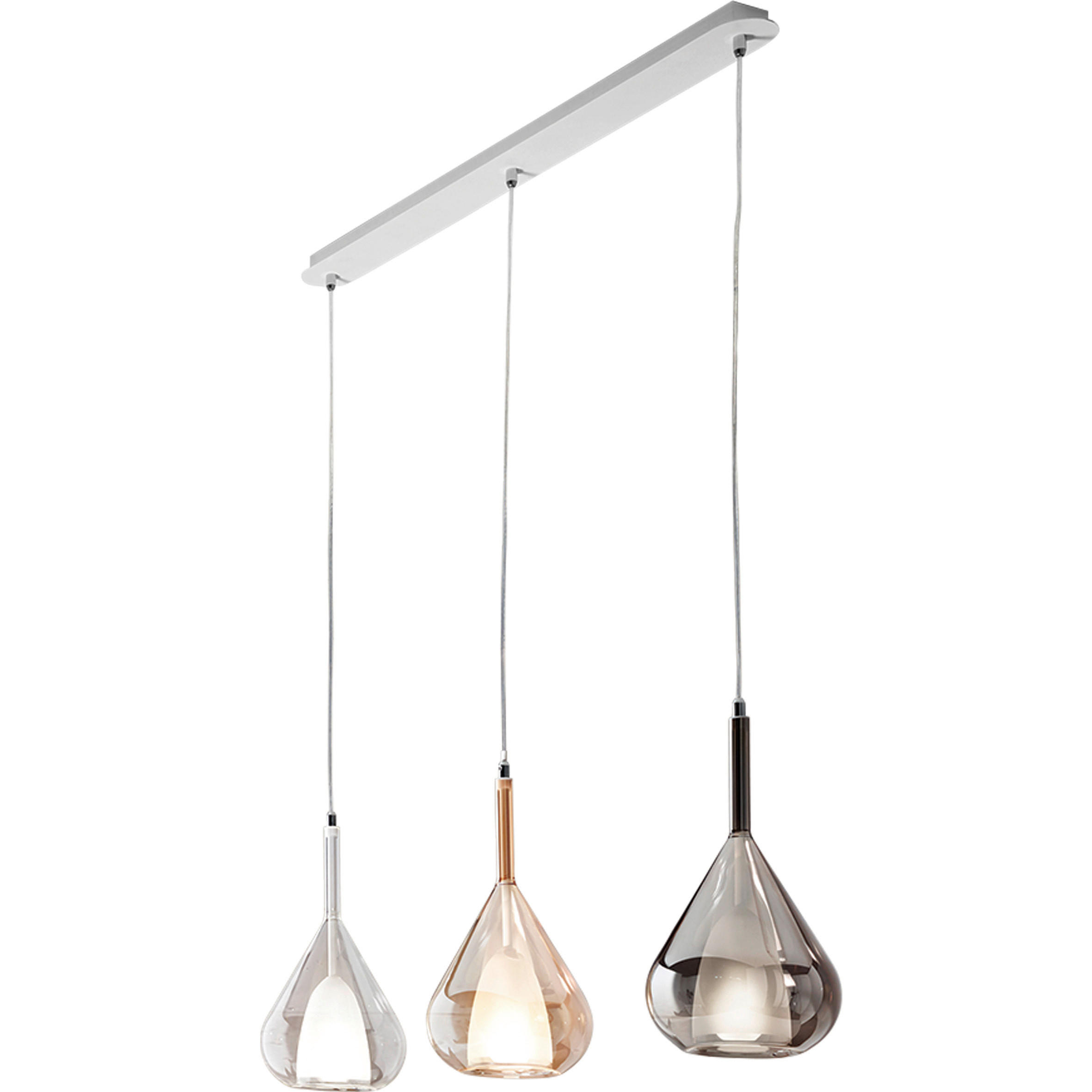 HÄNGELEUCHTE Lila 83/200 cm  - Transparent/Bernsteinfarben, Design, Glas/Metall (83/200cm) - Fabas Luce