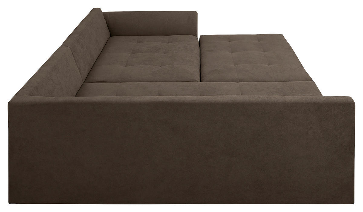ECKSOFA inkl. Hocker Ariella Braun Mikrofaser  - Naturfarben/Braun, Design, Holz/Textil (161/231cm) - Livetastic