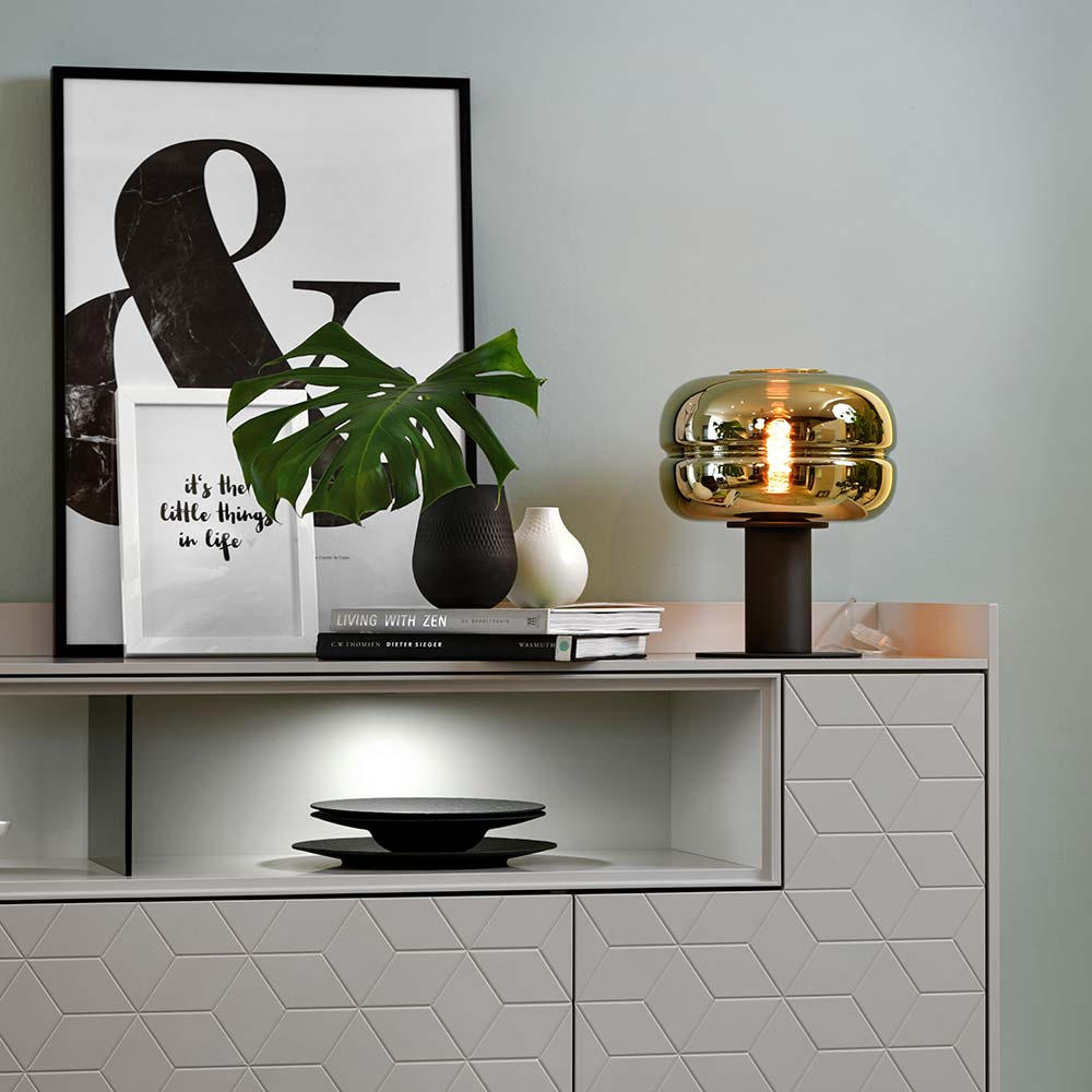 TISCHLEUCHTE HAVANNA - Goldfarben/Schwarz, Design, Glas/Metall (28/34cm) - Villeroy & Boch