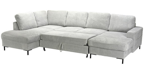 WOHNLANDSCHAFT Naturfarben Cord  - Schwarz/Naturfarben, KONVENTIONELL, Textil/Metall (197/303/148cm) - Carryhome