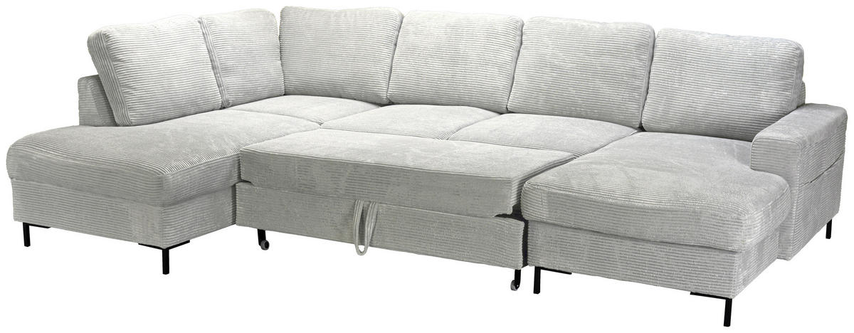 WOHNLANDSCHAFT Naturfarben Cord  - Schwarz/Naturfarben, KONVENTIONELL, Textil/Metall (197/303/148cm) - Carryhome