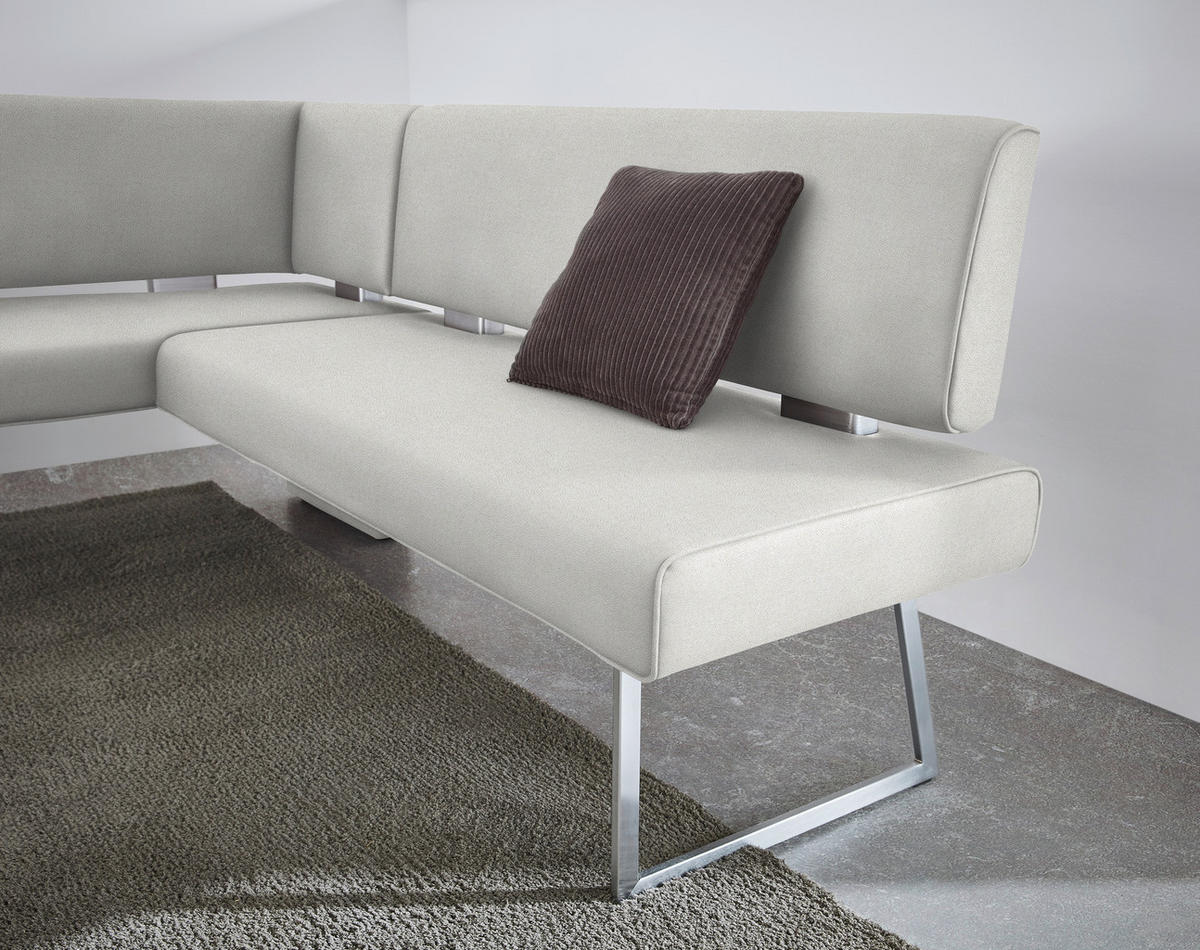 ECKBANK 137/185 cm  in Edelstahlfarben, Hellgrau  - Edelstahlfarben/Hellgrau, Design, Textil/Metall (137/185cm) - Dieter Knoll