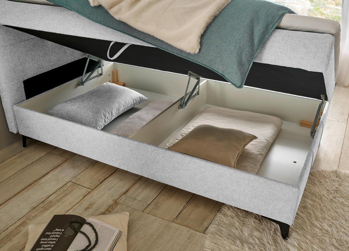 BOXBETT 120/200 cm  in Hellgrau  - Hellgrau, Basics, Holzwerkstoff/Textil (120/200cm) - Xora