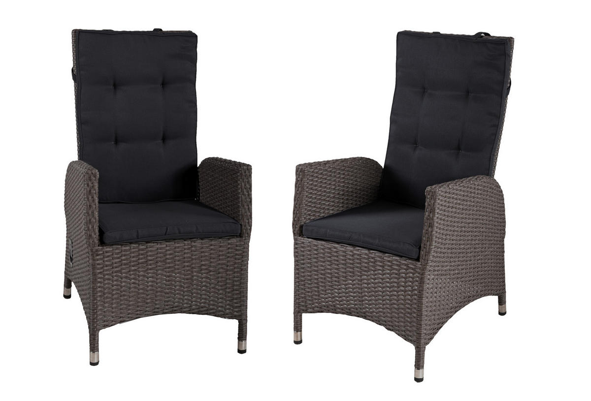 GARTENSTUHL-SET Metall, Kunststoff, Textil Silberfarben, Dunkelgrau  - Dunkelgrau/Silberfarben, Basics, Kunststoff/Textil (68/109/60cm) - Gardenson