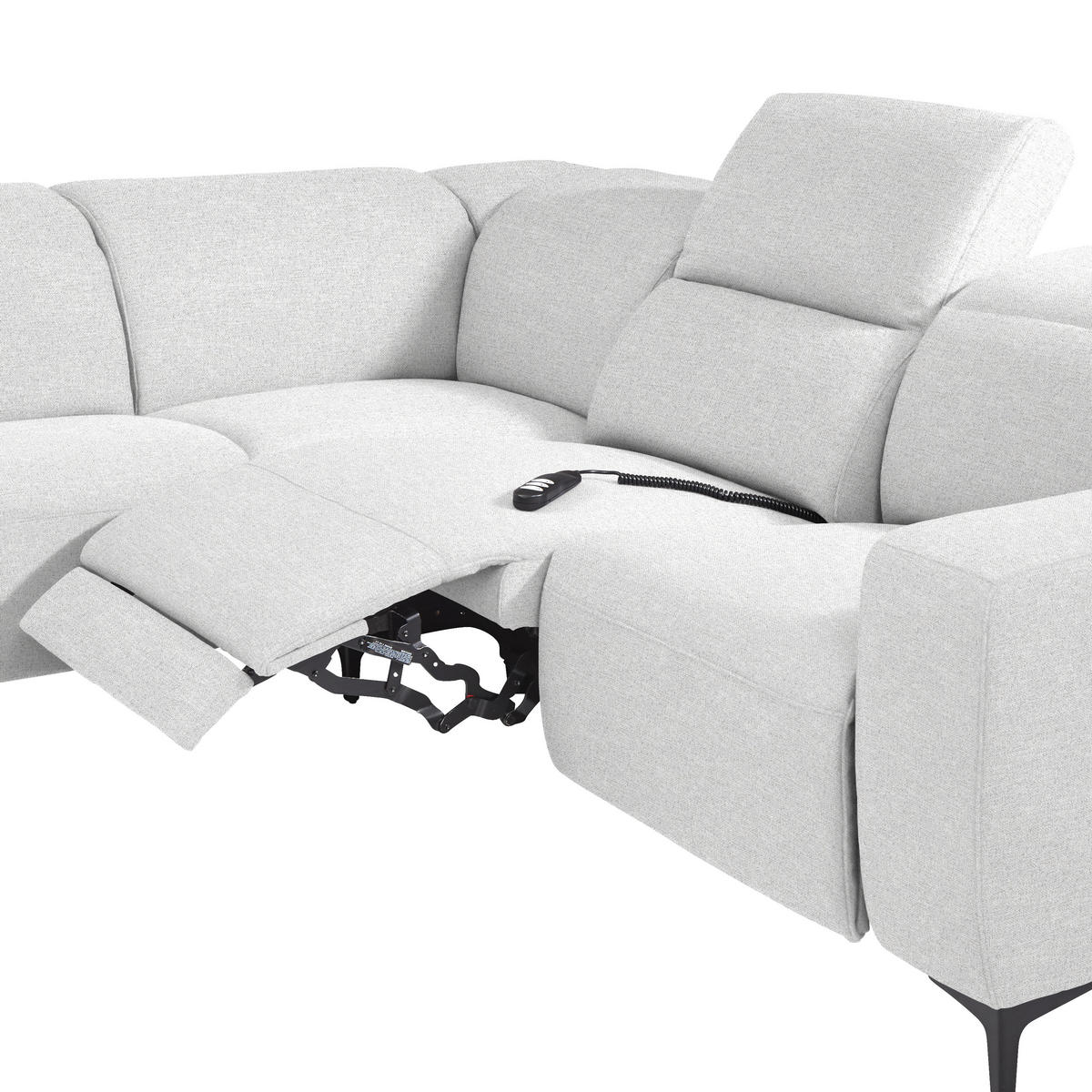 ECKSOFA Hellgrau Flachgewebe  - Hellgrau/Schwarz, Design, Textil/Metall (238/290cm) - Pure Home Lifestyle