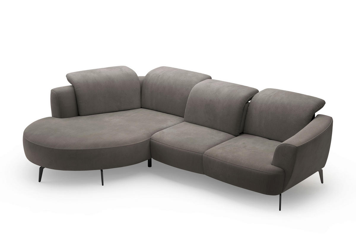 ECKSOFA ZOE E Graphitfarben Flachgewebe  - Schwarz/Graphitfarben, KONVENTIONELL, Textil/Metall (199/309cm) - Sit & More