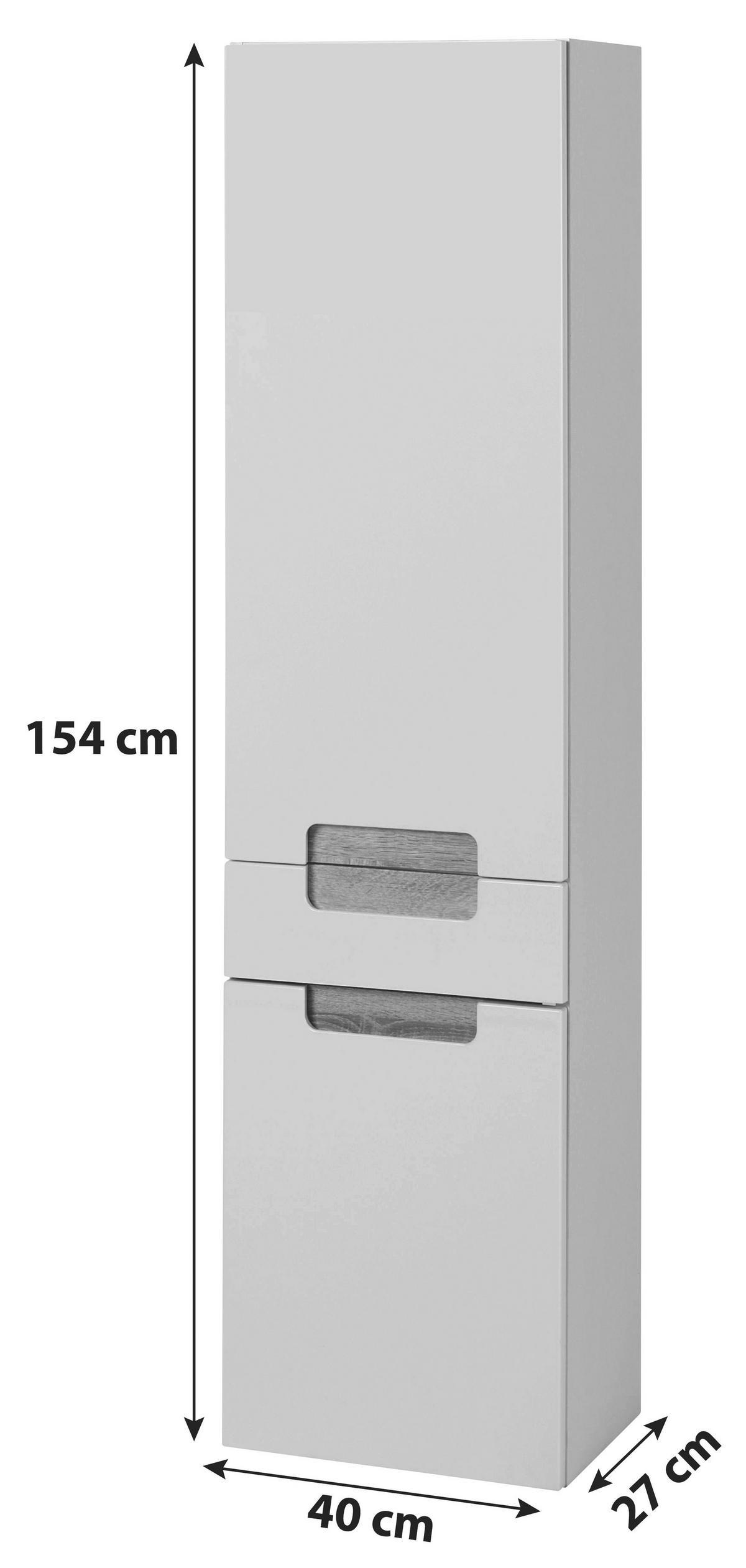 HOCHSCHRANK 40/154/27 cm  - Anthrazit/Weiß, MODERN, Holzwerkstoff (40/154/27cm) - Held