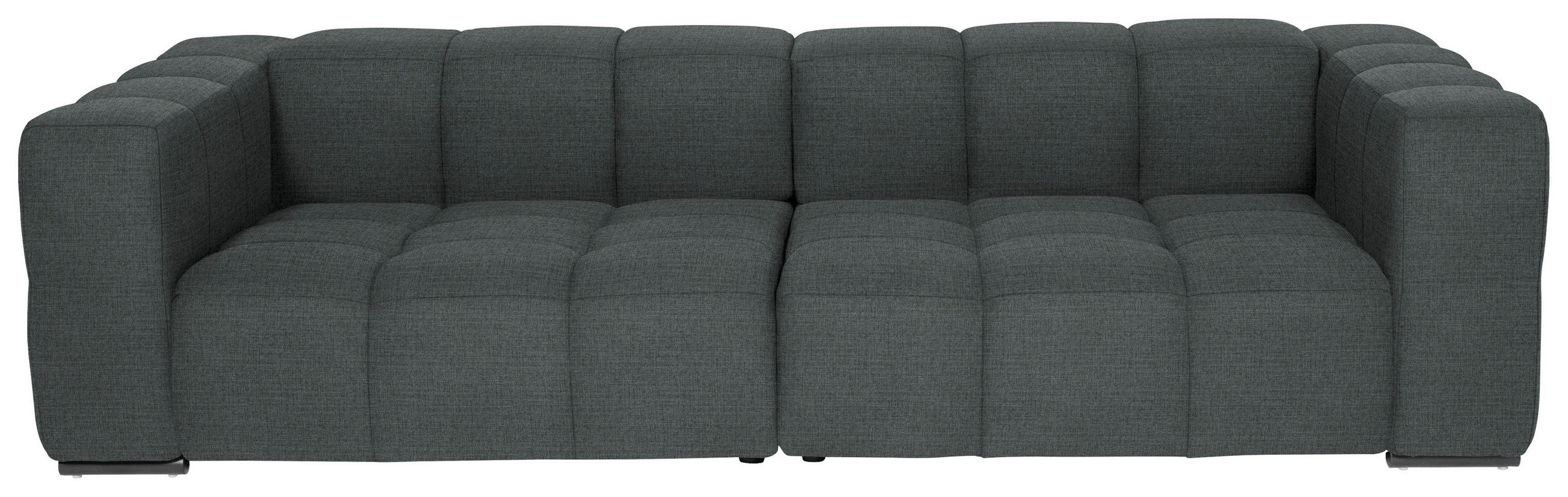 BIGSOFA  in Flachgewebe, Leinenoptik Dunkelgrau  - Dunkelgrau/Schwarz, Design, Textil/Metall (262/66/113cm) - Belluti