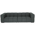 BIGSOFA  in Flachgewebe, Leinenoptik Dunkelgrau  - Dunkelgrau/Schwarz, Design, Textil/Metall (262/66/113cm) - Belluti