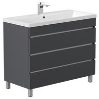 WASCHTISCHKOMBI 100 cm  - Graphitfarben/Weiß, Basics, Holzwerkstoff/Stein (100cm) - MID.YOU