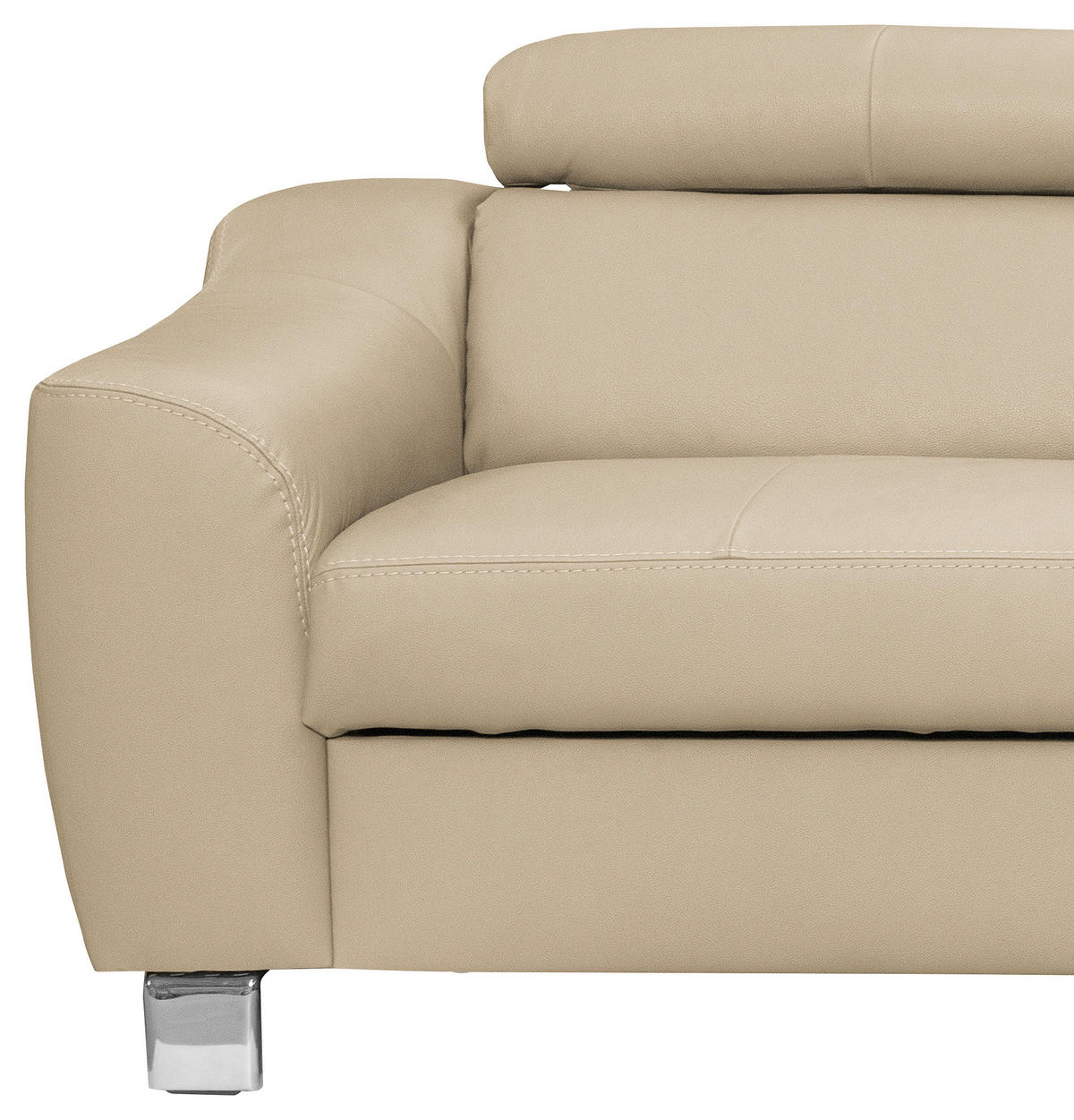 ECKSOFA Beige Echtleder Lederlook  - Chromfarben/Beige, Design, Leder/Textil (245/208cm) - Livetastic