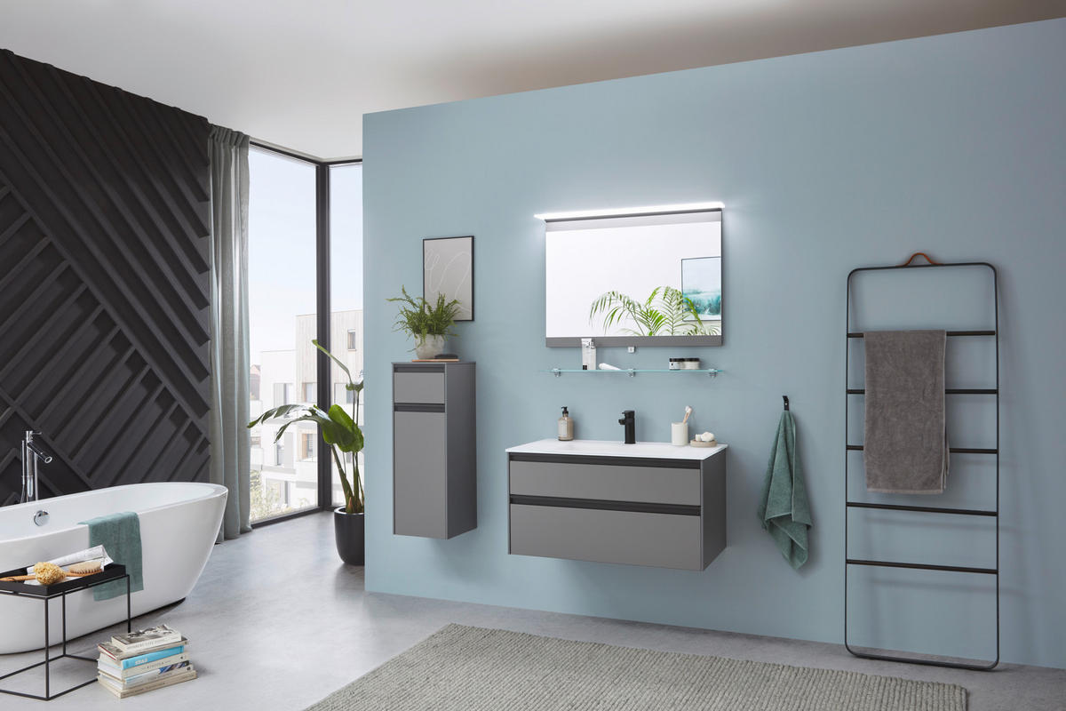BADEZIMMER  in 93,4 cm  - Weiß/Grau, MODERN, Holzwerkstoff (93,4cm) - Novel