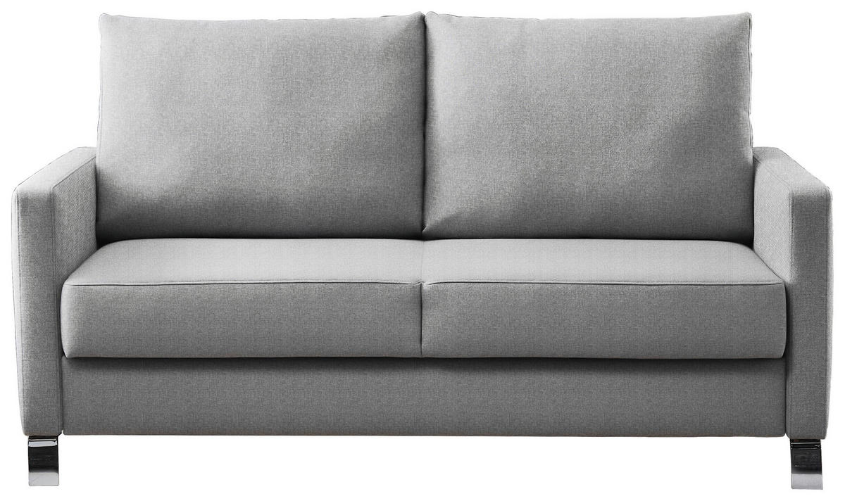 SCHLAFSOFA in Flachgewebe Hellgrau  - Chromfarben/Hellgrau, KONVENTIONELL, Textil/Metall (140/90/95cm) - Bali
