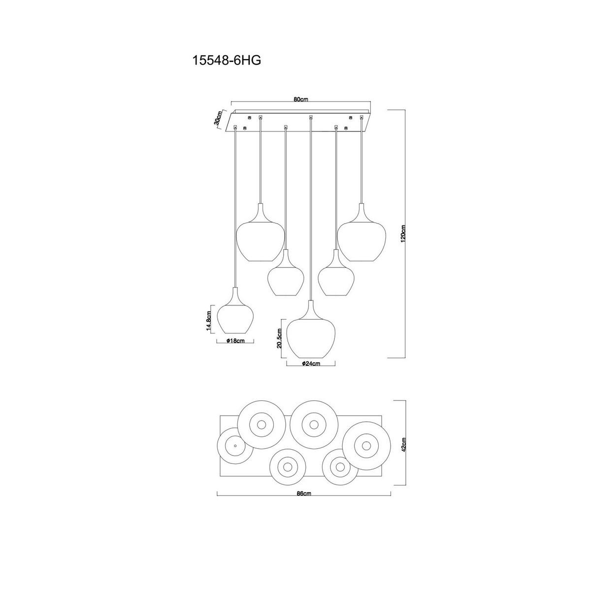 HÄNGELEUCHTE 86/42/120 cm    - Schwarz/Kupferfarben, Basics, Glas/Metall (86/42/120cm) - Globo