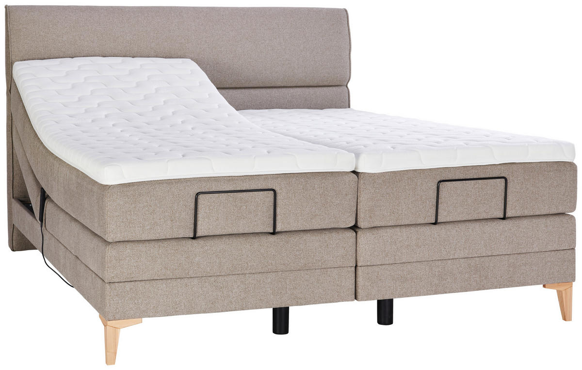 BOXSPRINGBETT 200/200 cm  in Hellbraun  - Hellbraun/Eichefarben, KONVENTIONELL, Holz/Textil (200/200cm) - Voleo