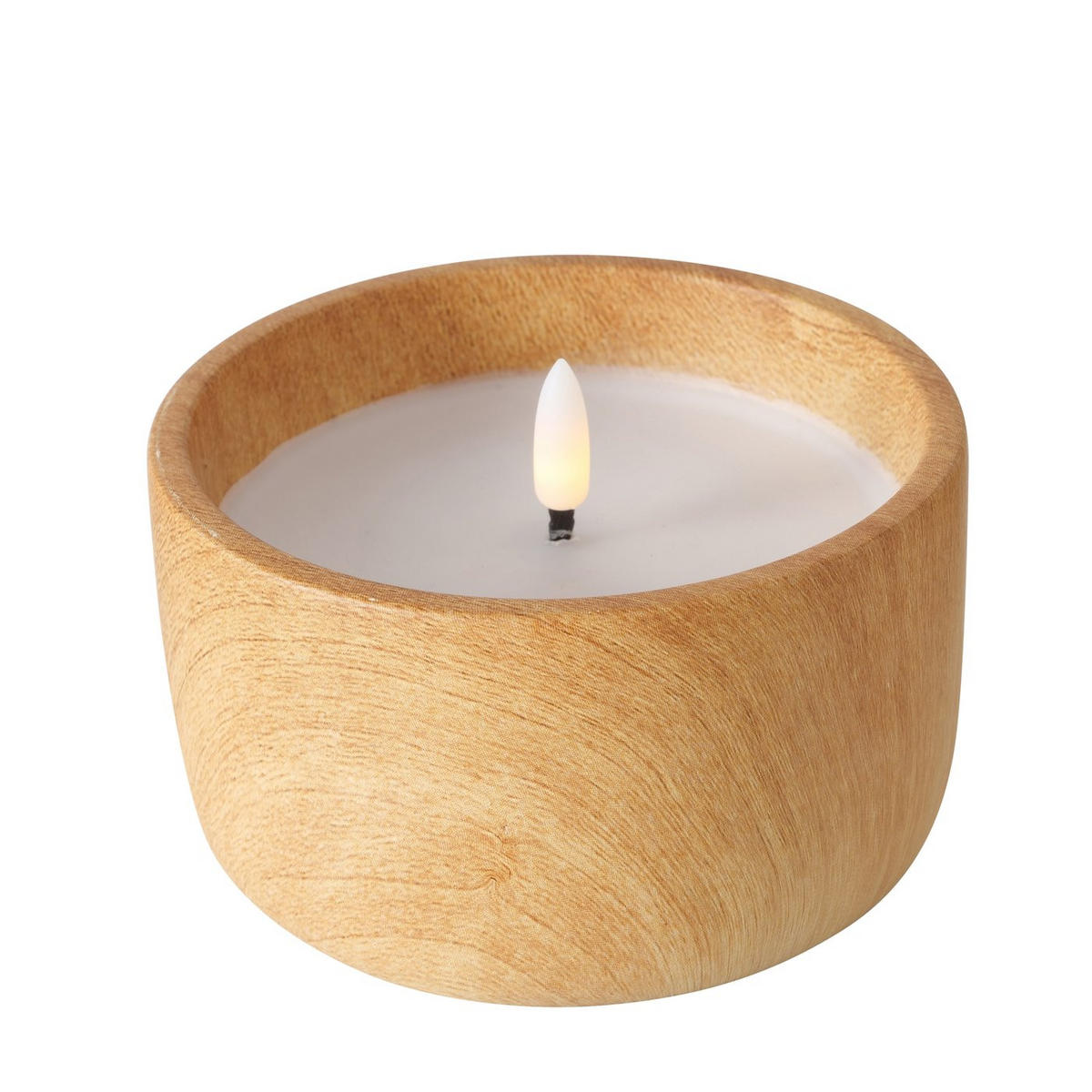 KERZE MIT LED  - Weiss/Naturfarben, Basics, Naturmaterialien/Stein (12/12/8cm)