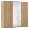 SCHWEBETÜRENSCHRANK 226/211/62 cm 4-türig Klar, Eiche Artisan  - Klar/Alufarben, MODERN, Holzwerkstoff/Metall (226/211/62cm) - Rauch Möbel