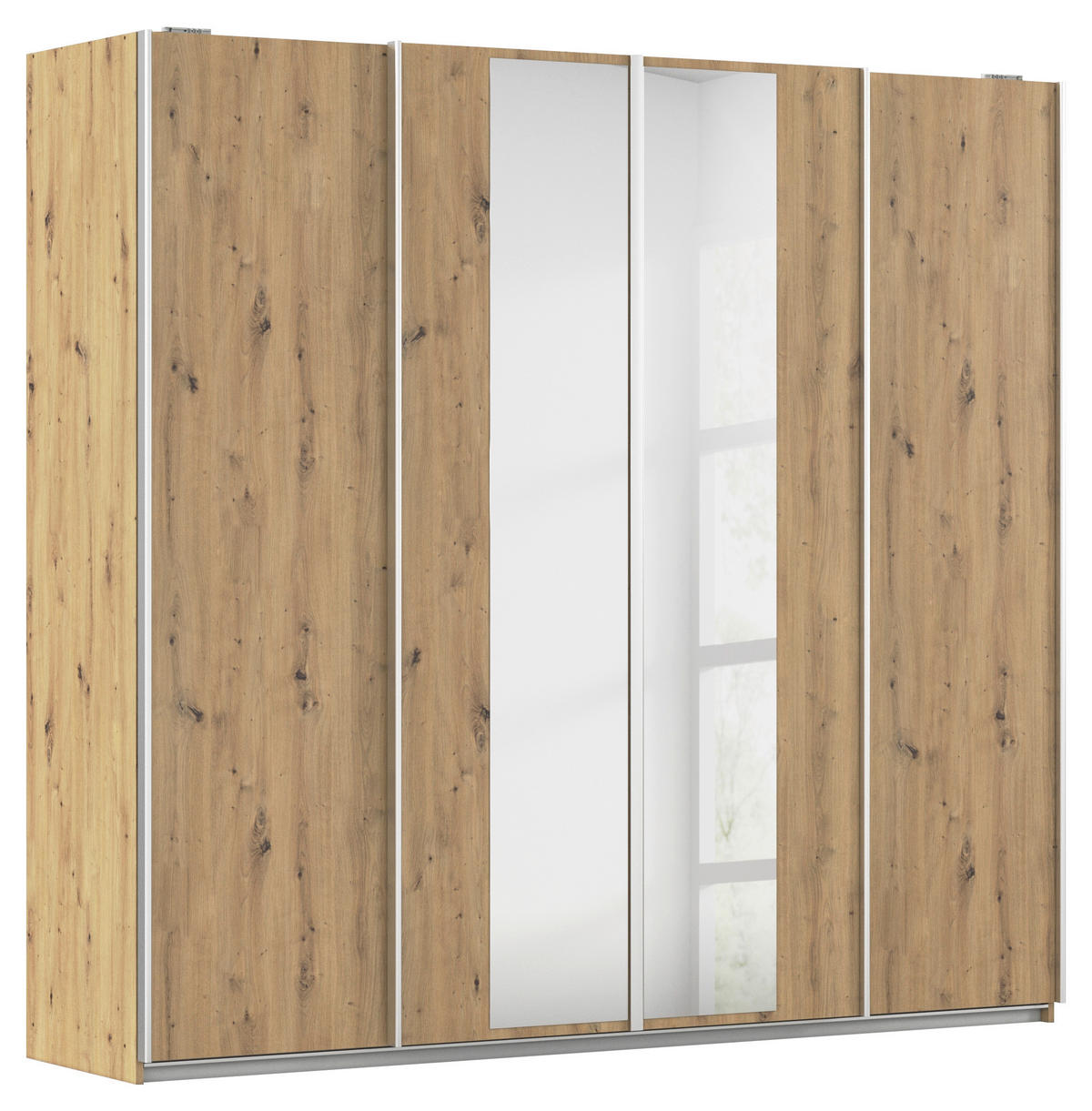 GARDEROB MED SKJUTDÖRRAR 226/211/62 cm 4-dörrar - klar/aluminiumfärg, Modern, metall/trämaterial (226/211/62cm) - Rauch Möbel