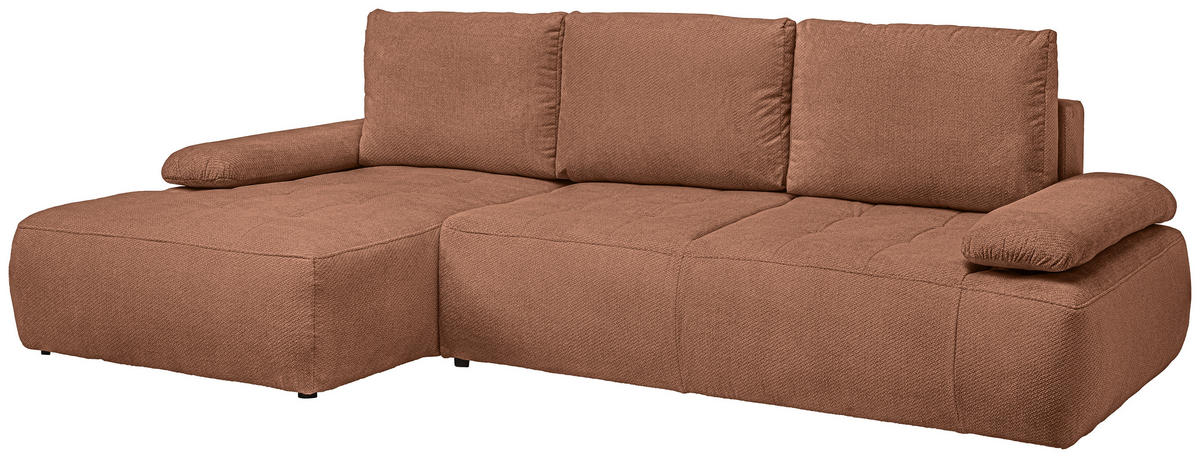 ECKSOFA Dunkelorange Webstoff  - Dunkelorange/Schwarz, KONVENTIONELL, Kunststoff/Textil (162/282cm) - Carryhome