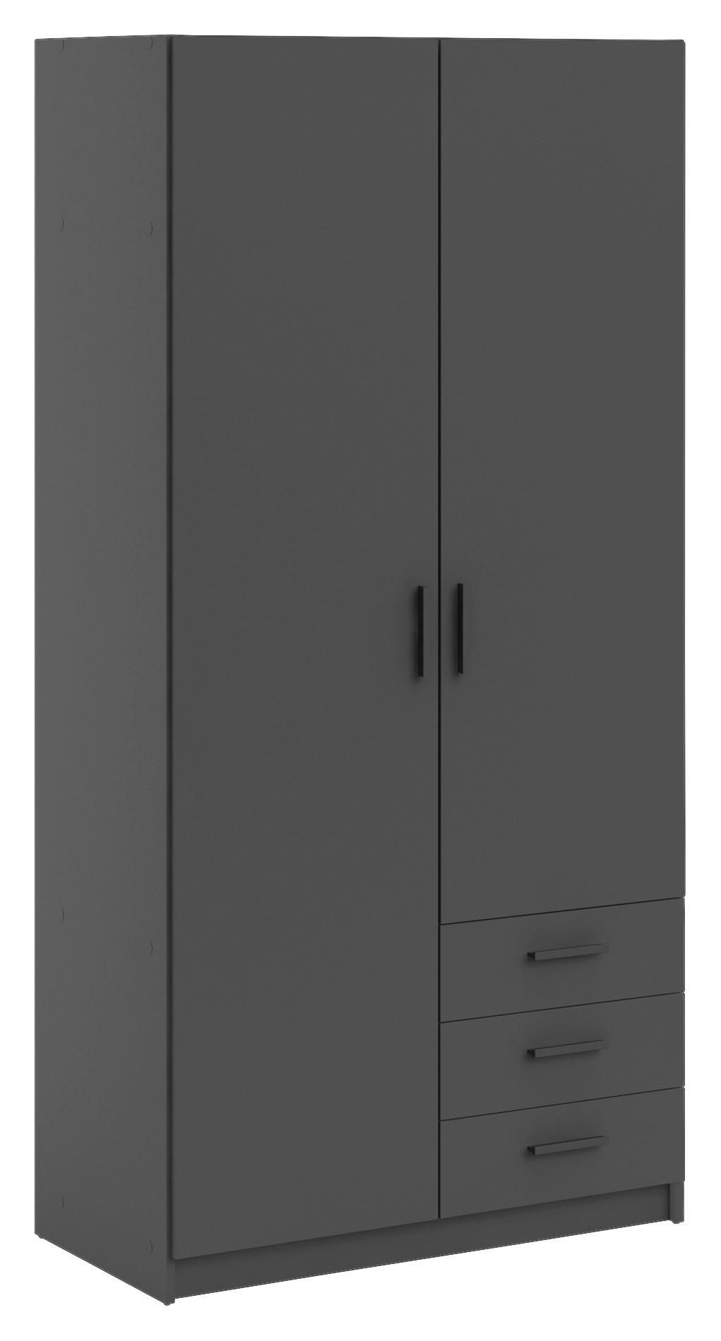 GARDEROB 98,5/200,4/49,8 cm 2-dörrar - grå/svart, Basics, metall/trämaterial (98,5/200,4/49,8cm) - Best Price