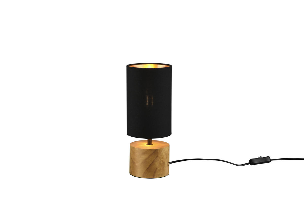 BORDSLAMPA Woody 12/30 cm   - svart/guldfärgad, Natur, trä/textil (12/30cm)