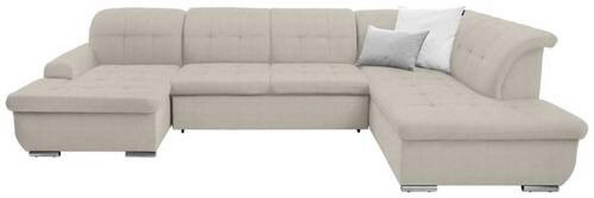 SOFFA i flatväv cremefärgad  - silver/cremefärgad, Design, metall/textil (145/342/208cm) - Livetastic