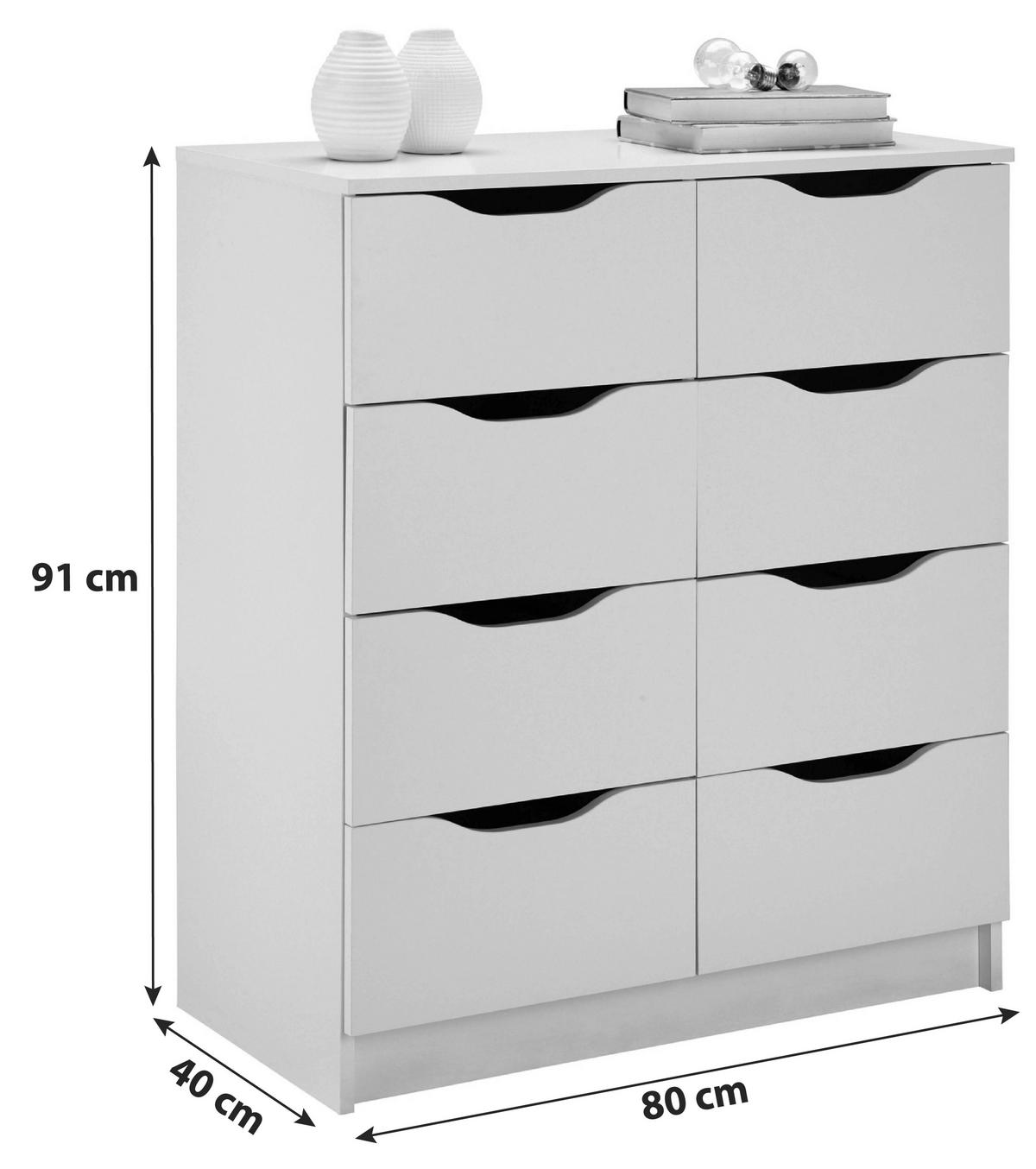KOMODA, bílá, 80/91/40 cm - bílá, Lifestyle, kompozitní dřevo (80/91/40cm) - MID.YOU