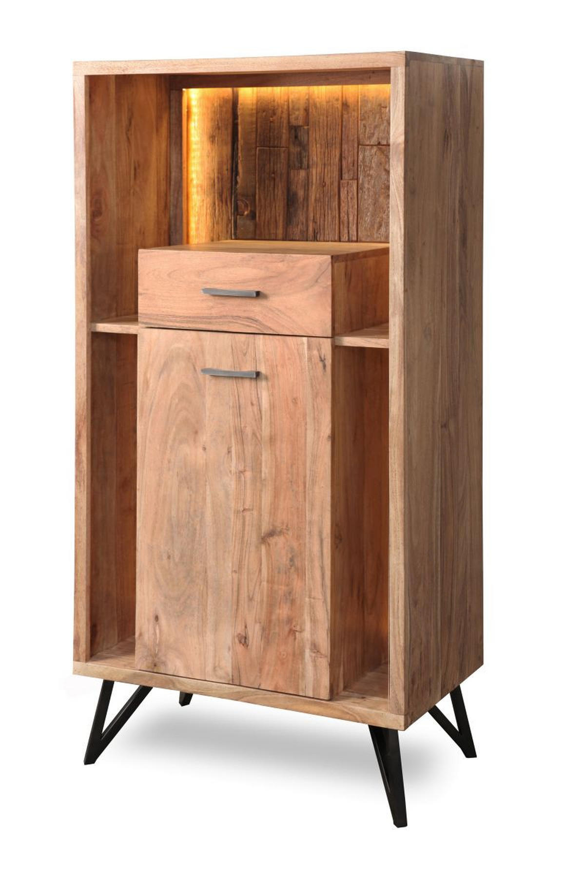 VYSOKÁ KOMODA, akácie, barvy akácie, 72/150/40 cm - černá/antracitová, Moderní, kov/dřevo (72/150/40cm) - Livetastic