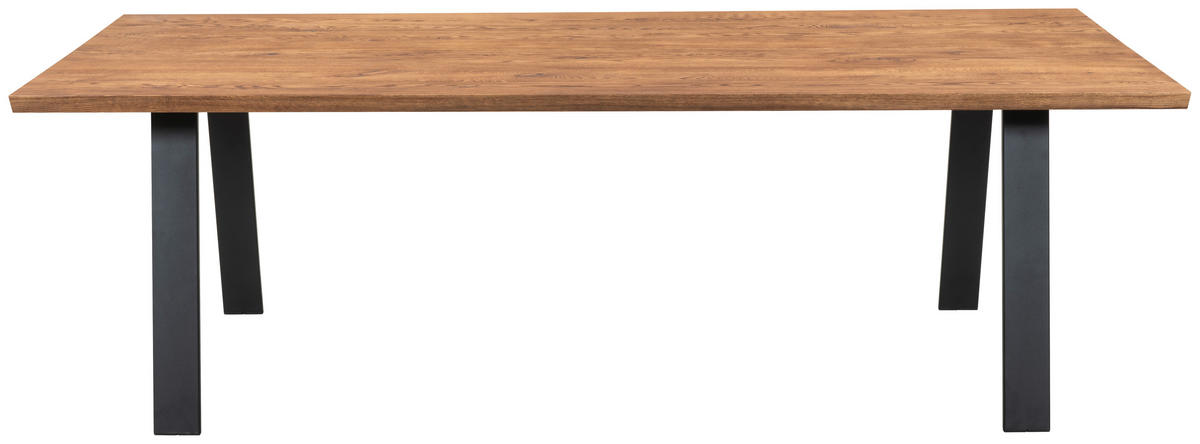 MATBORD ekfärgad, svart rektangulär  finns i olika trädekorer, finns i olika storlekar, utdragbar  - svart/ekfärgad, Klassisk, metall/trä (240/110/76cm) - Welnova