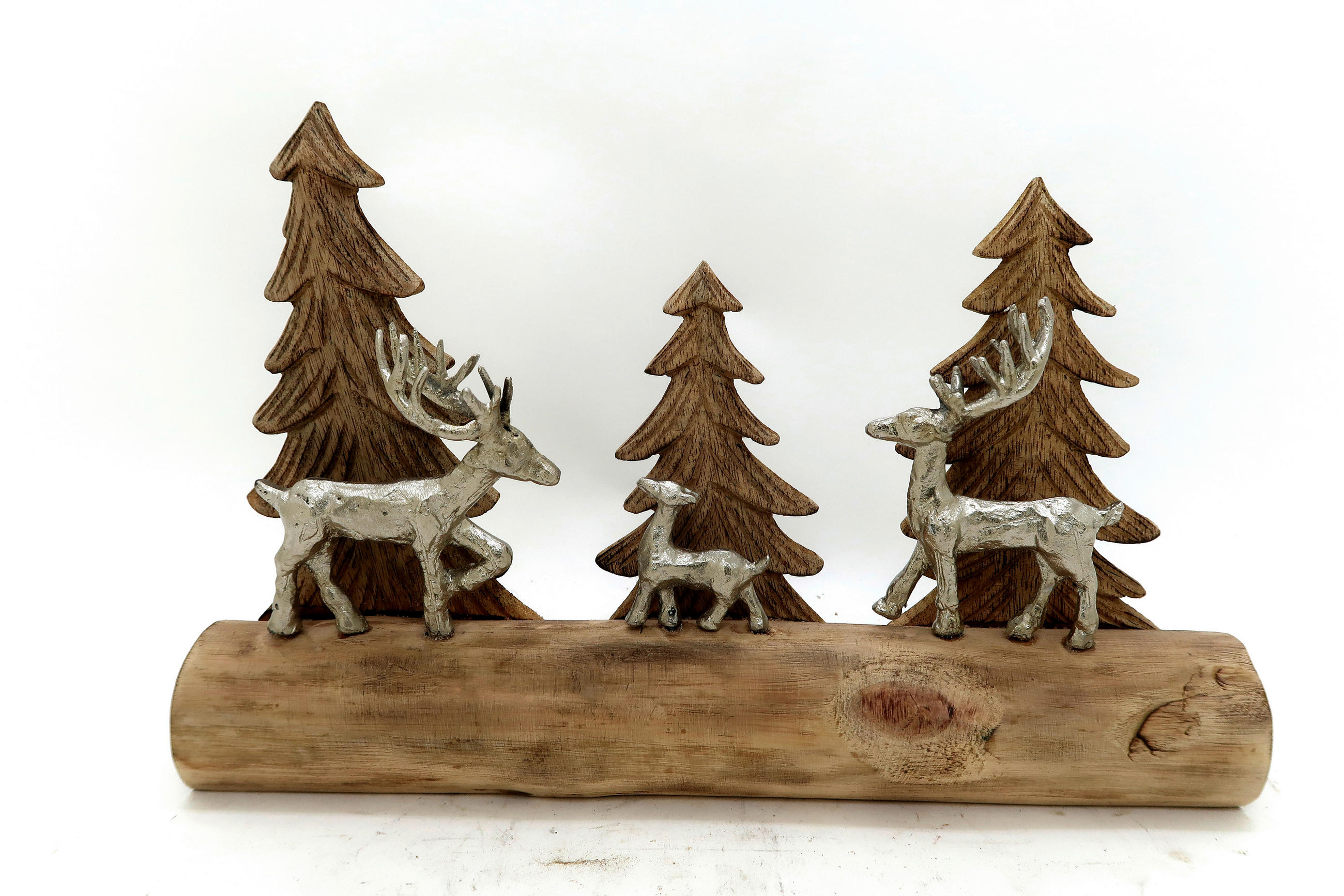 DEKORENTIER  - Silberfarben/Naturfarben, LIFESTYLE, Holz/Metall (35/24/5,5cm) - X-Mas