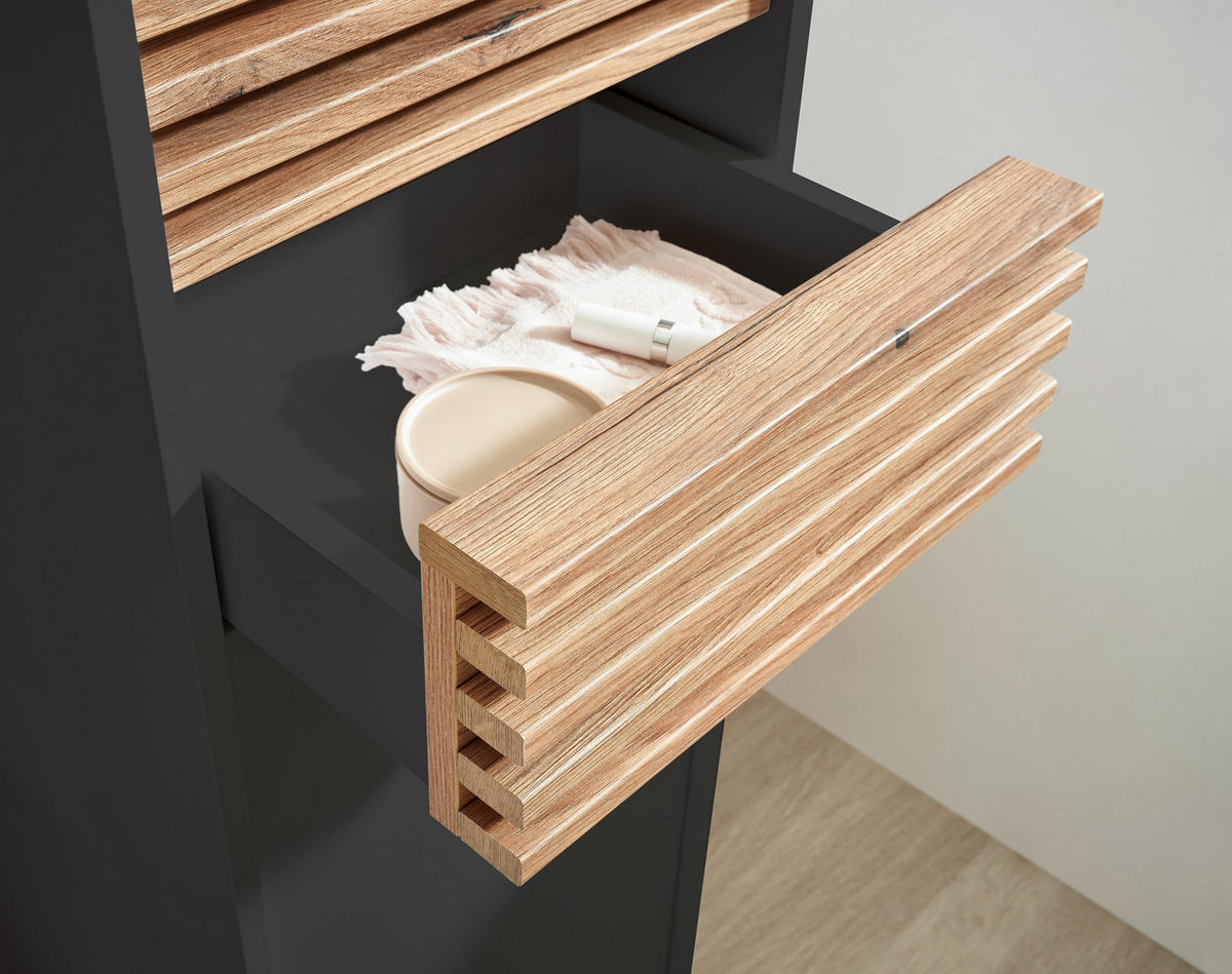 HOCHSCHRANK 38/191/35 cm  - Eichefarben/Anthrazit, KONVENTIONELL, Holzwerkstoff/Kunststoff (38/191/35cm) - home24