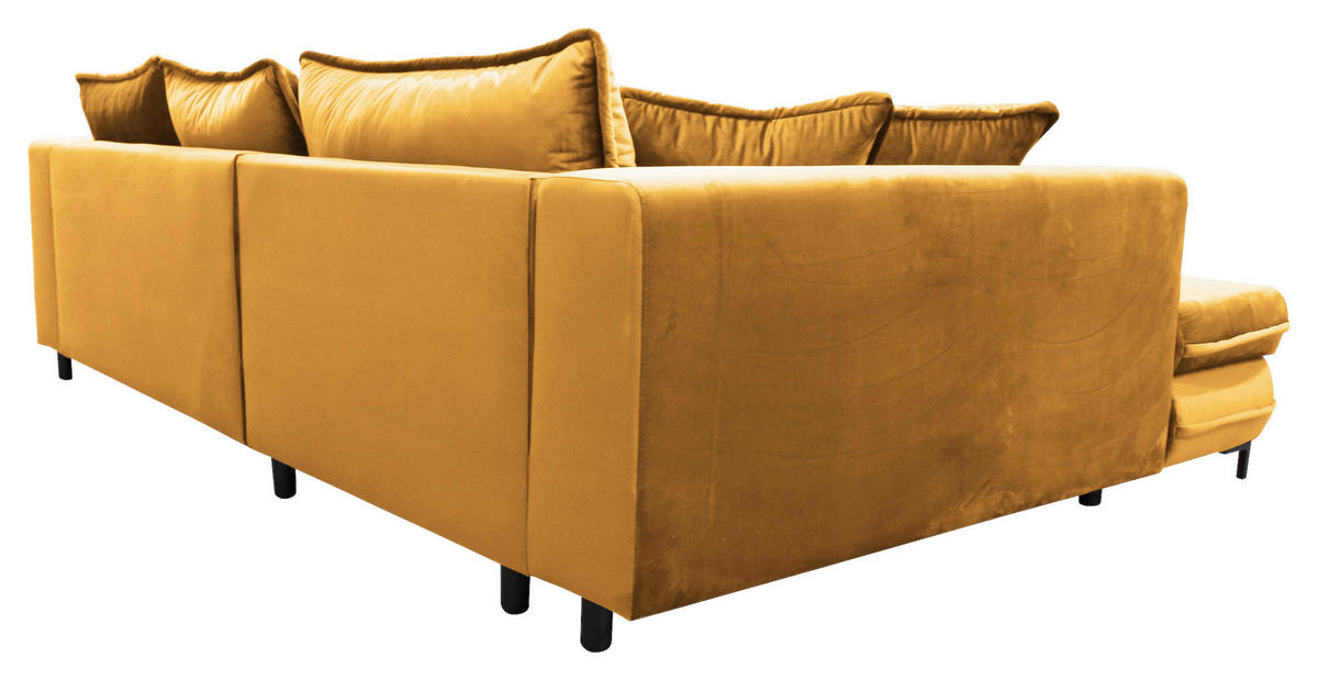 ECKSOFA Gelb Velours  - Beige/Gelb, Design, Textil/Metall (187/277cm) - Livetastic