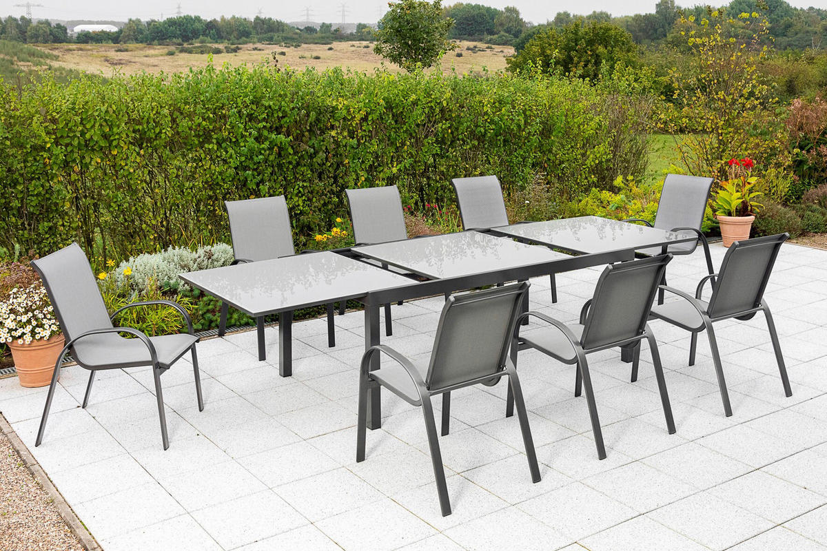 GARTENSET Aluminium  - Silberfarben/Graphitfarben, MODERN, Textil/Metall - Gardenson