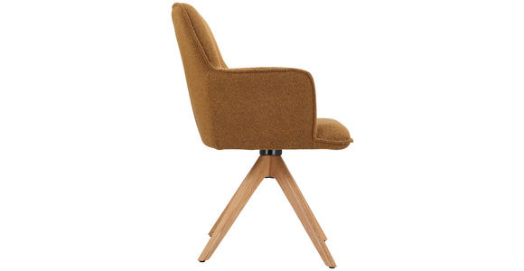 ARMLEHNSTUHL in Bouclé - Eichefarben/Gelb, Design, Holz/Textil (60,5/87/63,5cm) - Novel