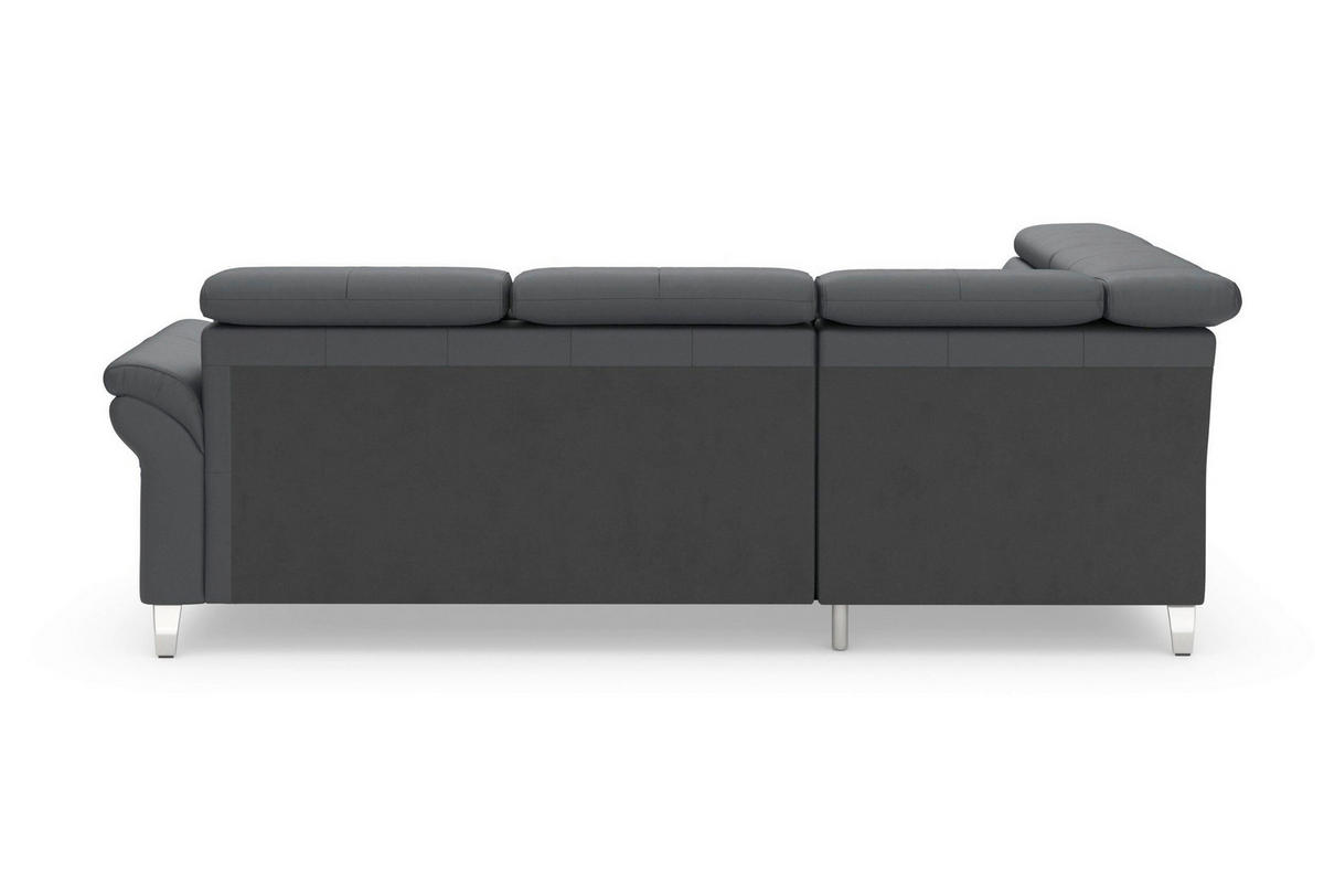 ECKSOFA 194/245 cm ARNGAST E in Echtleder Schwarz Kopfteilverstellung  194/245 cm  - Chromfarben/Schwarz, Basics, Leder/Textil (194/245cm) - Sit & More